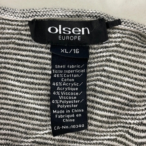 Olsen Europe Top Pullover V-Neck Sweater Sz XL / 16 Colour Block Gray White Red - Picture 5 of 10